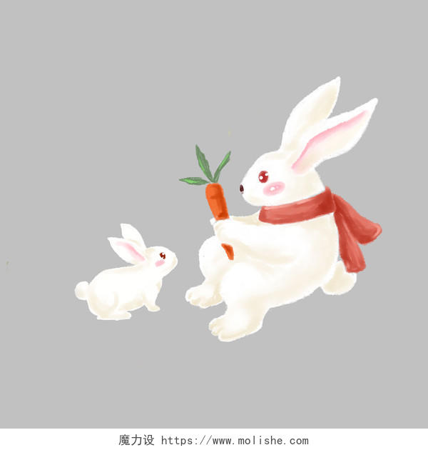卡通小兔子可爱兔子兔子元素兔子胡萝卜小白兔元素